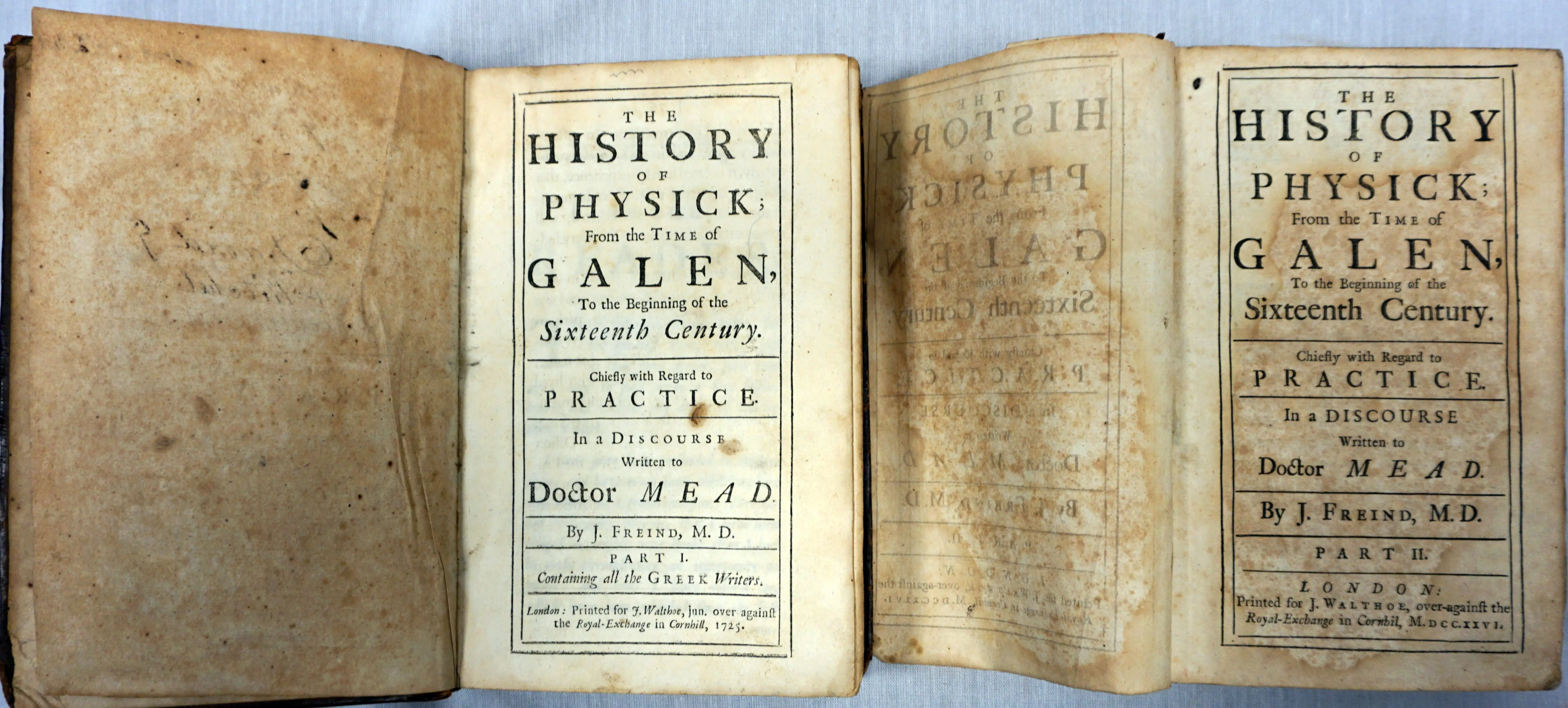 An image of cover of the book 'The History of Physick (1725-1726)' by John Freind