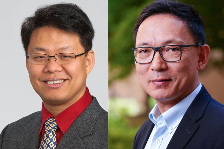 Headshots of two men dressed in suits. 