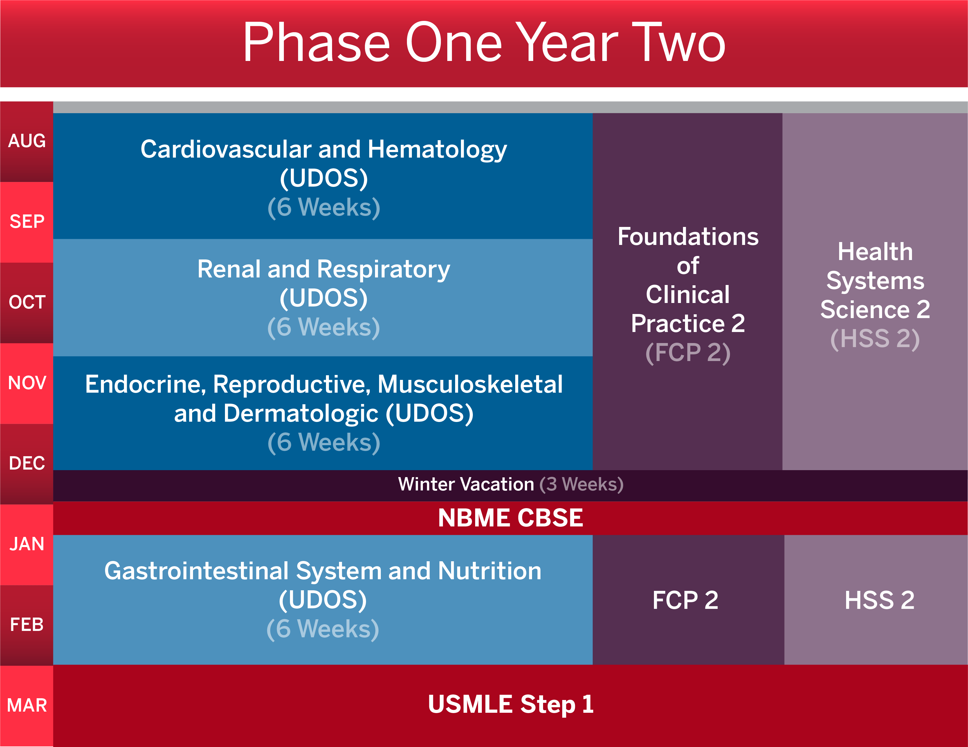 A Calendar of Phase 1 year 2 courses
