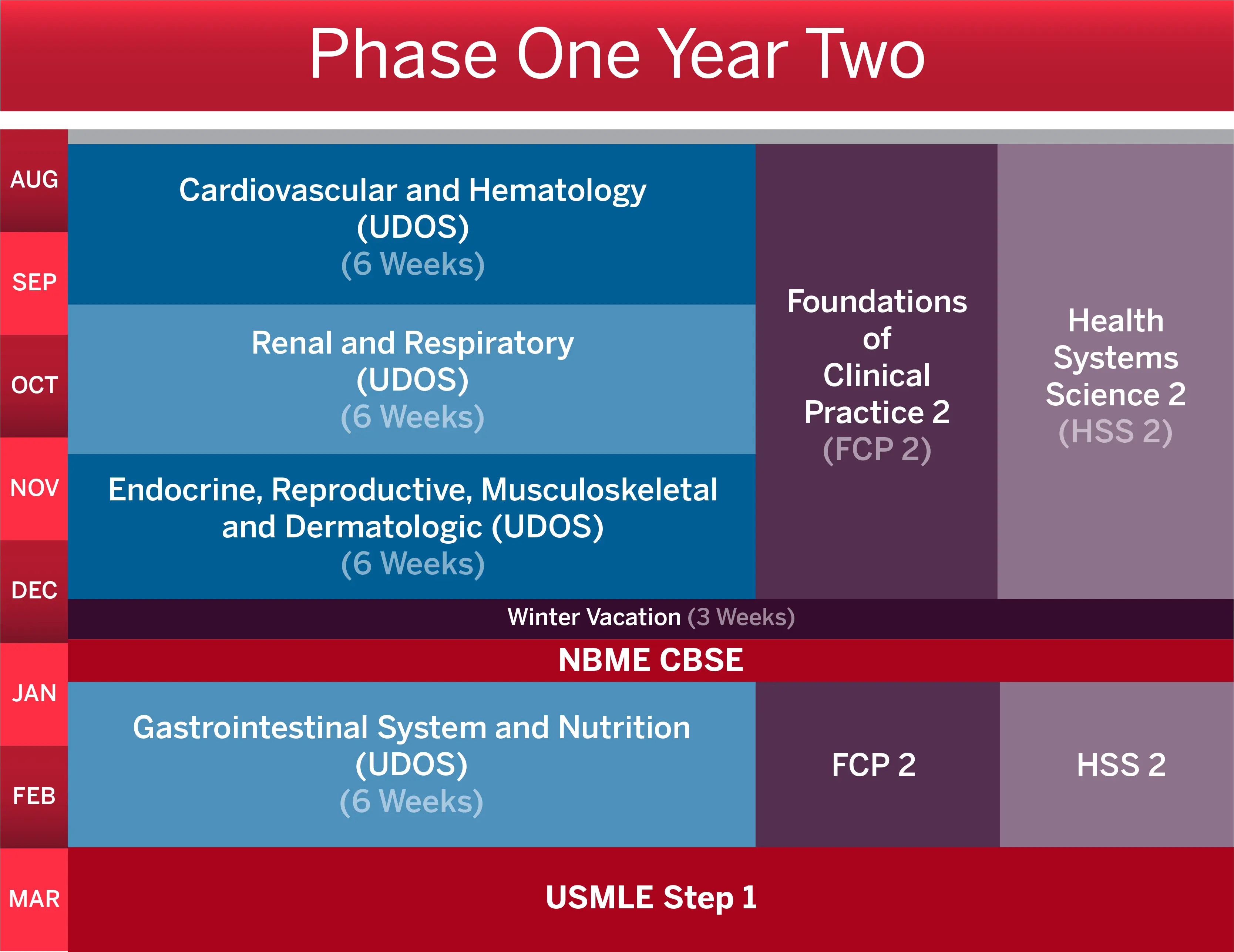 A Calendar of Phase 1 year 2 courses