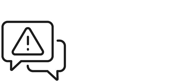 an alert icon in a speech bubble