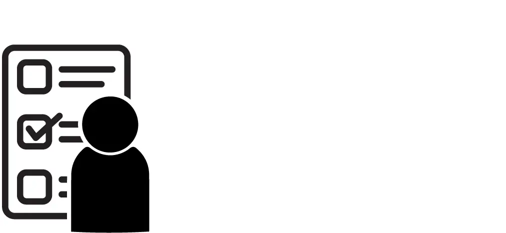 a person icon in front of a quiz sheet