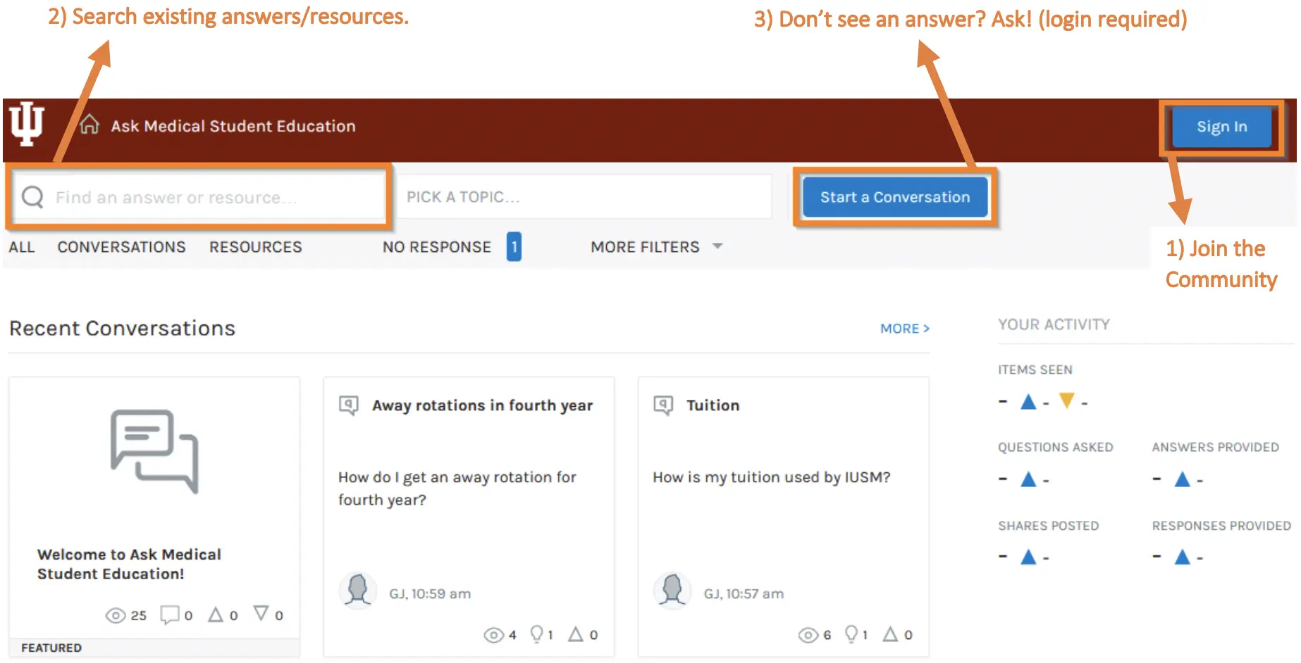 layout of the ask mse page