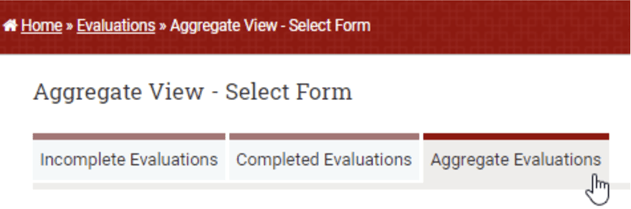 Medhub screen showing aggregate view select form