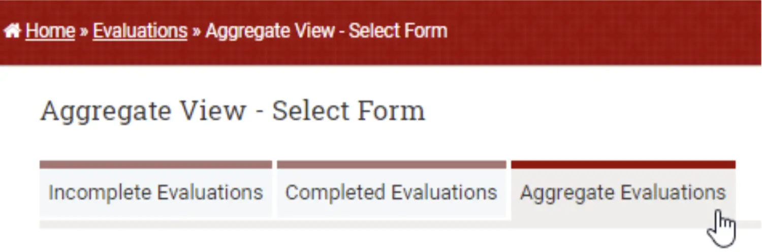 Medhub screen showing aggregate view select form
