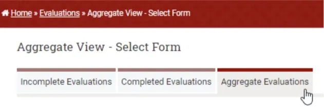 Medhub screen showing aggregate view select form