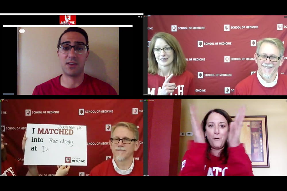 Faculty and students celebrate match day in a zoom video conference