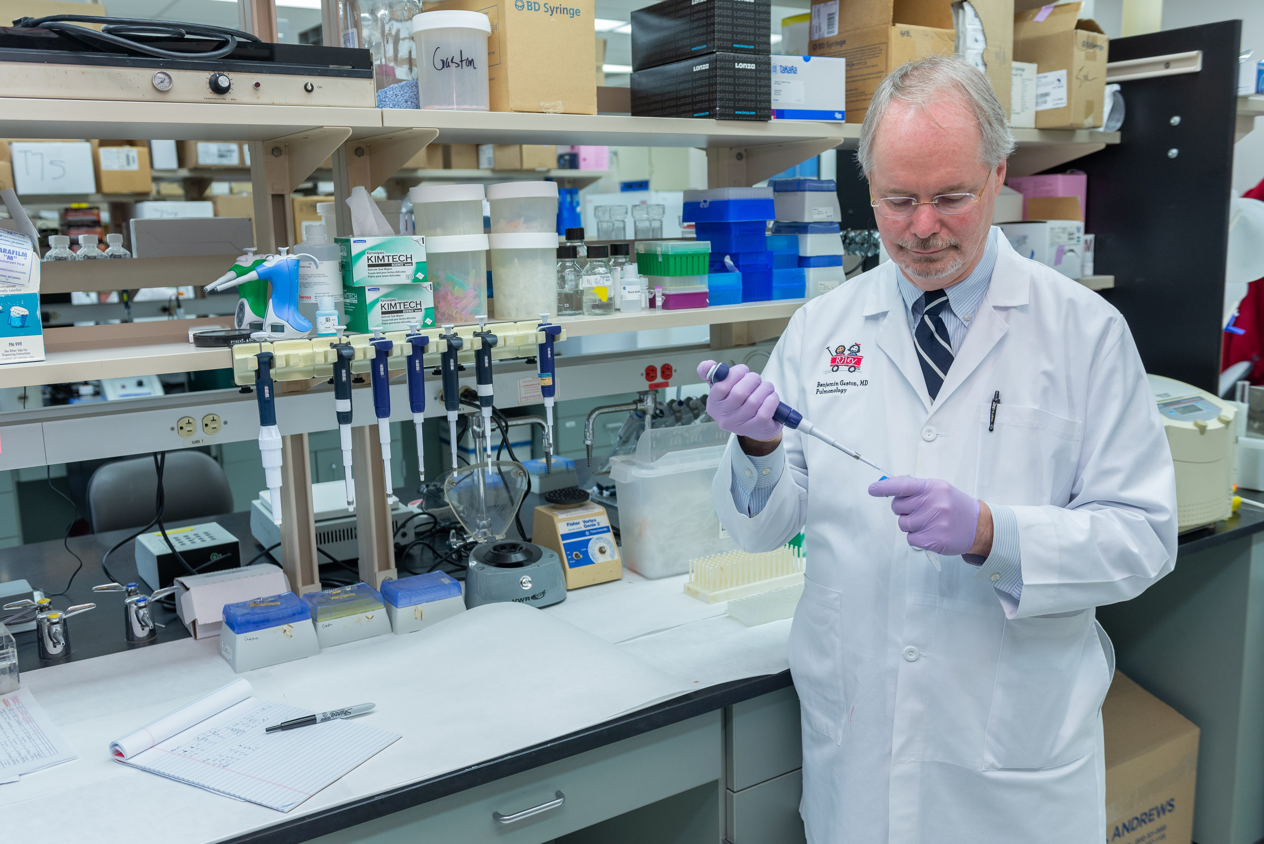 Benjamin Gaston in his research lab