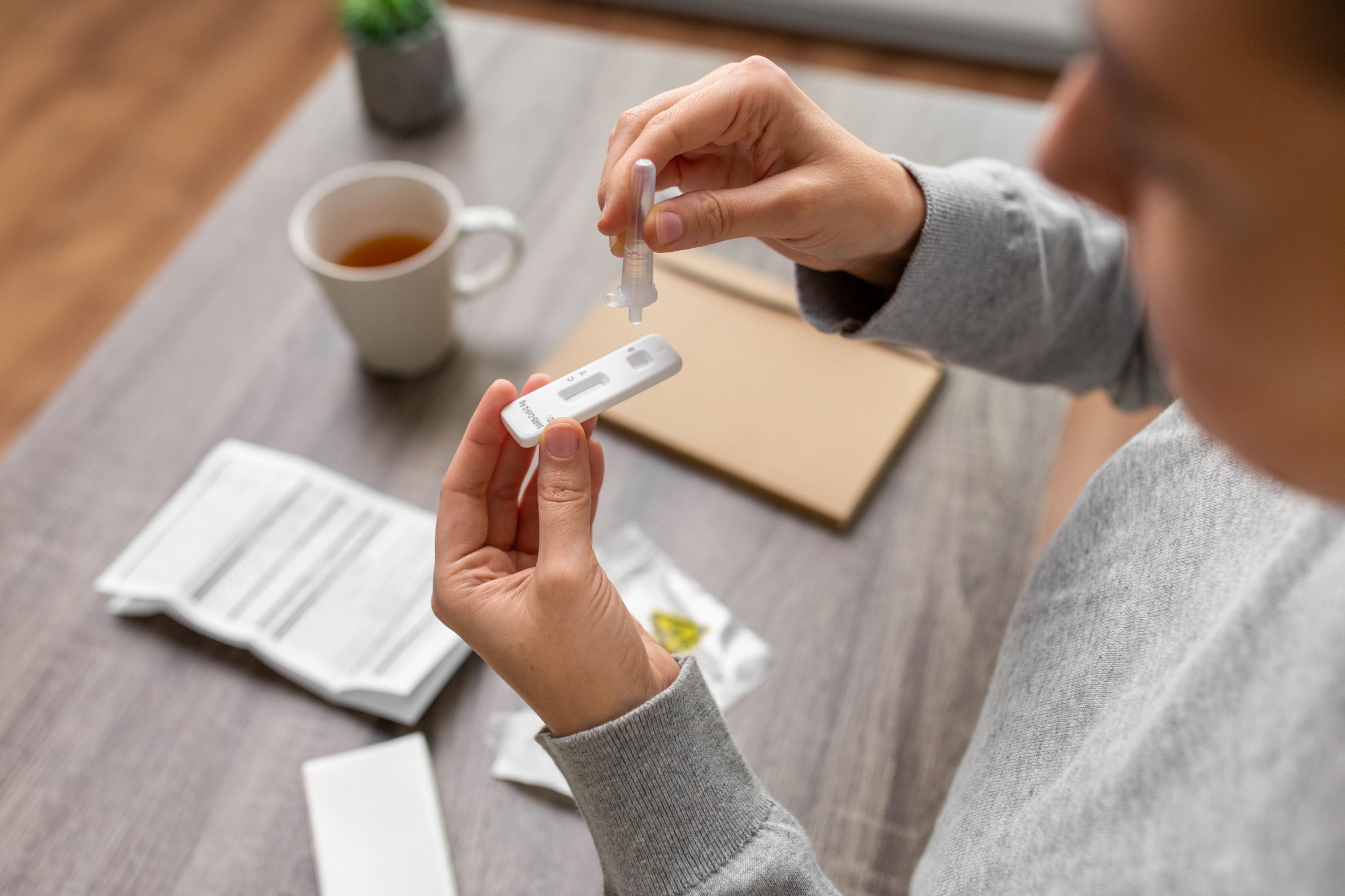 Person takes an at-home medical test