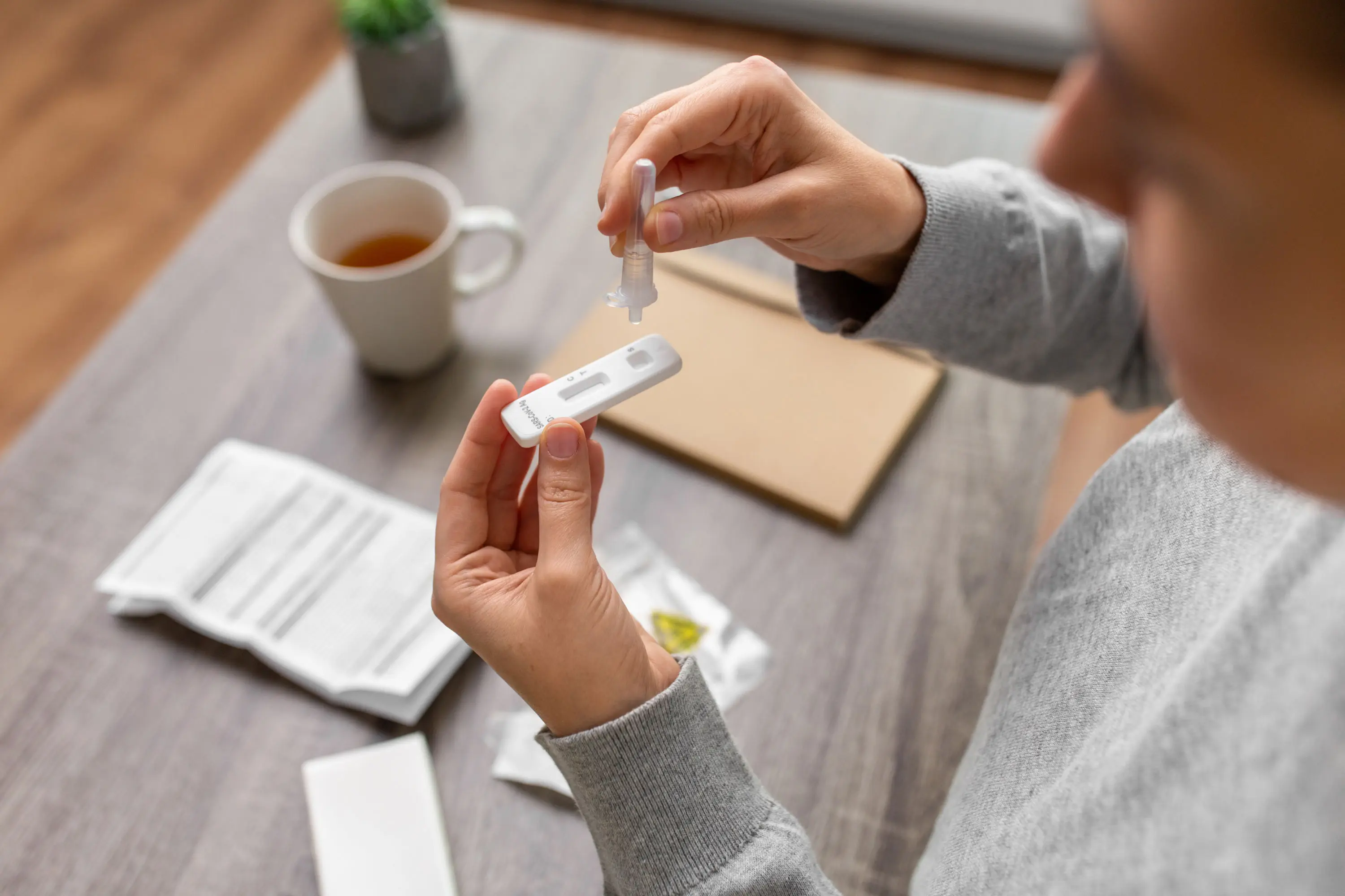 Person takes an at-home medical test