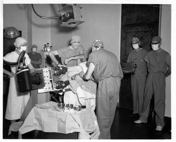 Dr. Robert Heimburger performs a stereotactic brain surgery