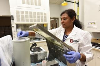 Individual working in radiology lab
