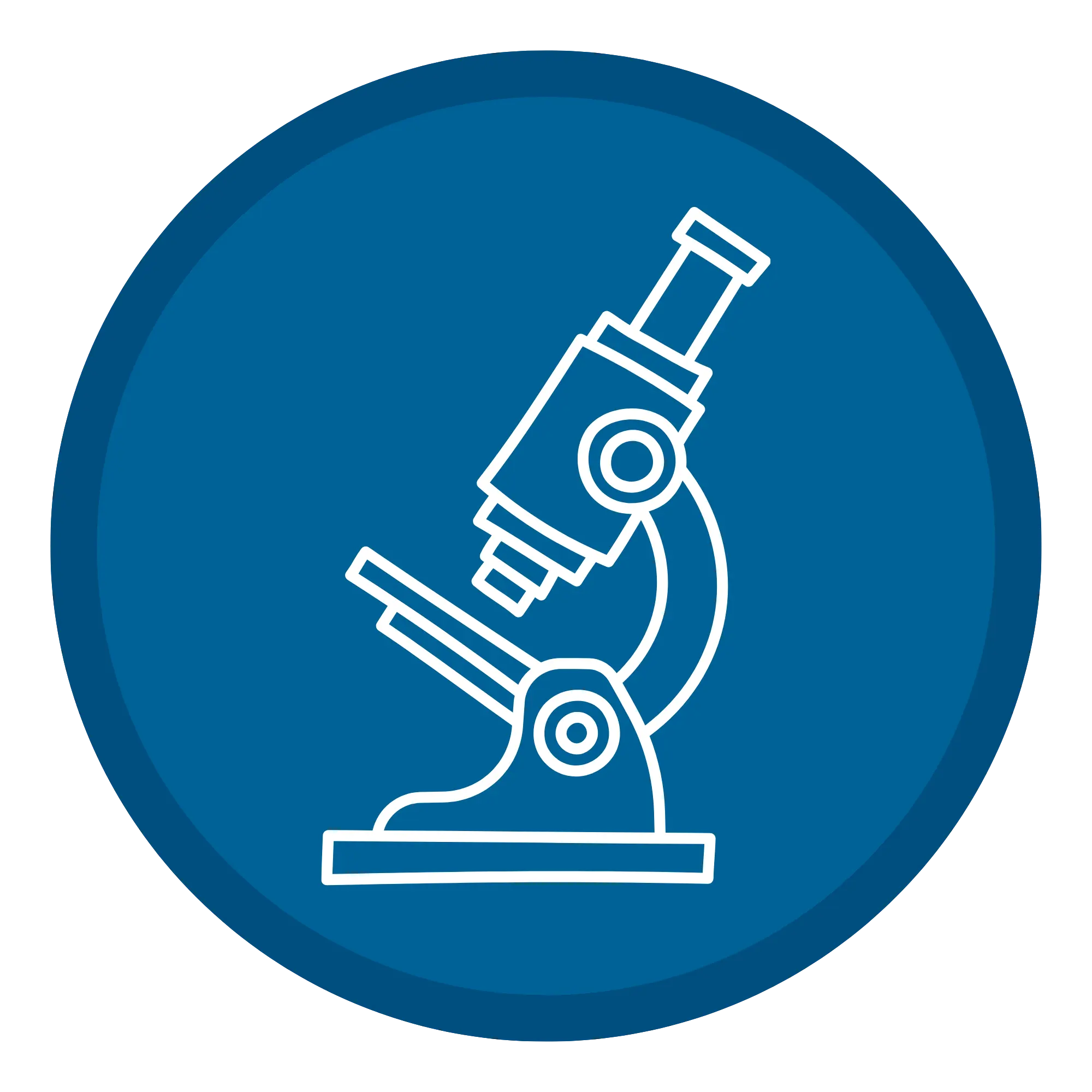 A blue icon with a microscope.