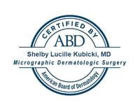 certification seal from the ABD for Shelby Kubicki in micrographic dermatologic surgery