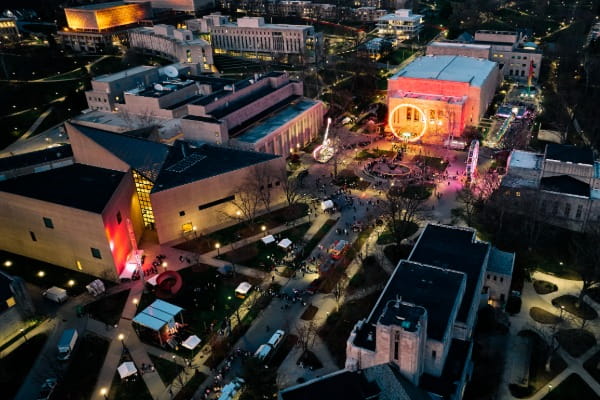 Late Nite Cream and Crimson Carnival on the Fine Arts Plaza at IU Bloomington on Friday, April 11, 2025. (Photo by Eric Rudd/Indiana University Office of Student Life)