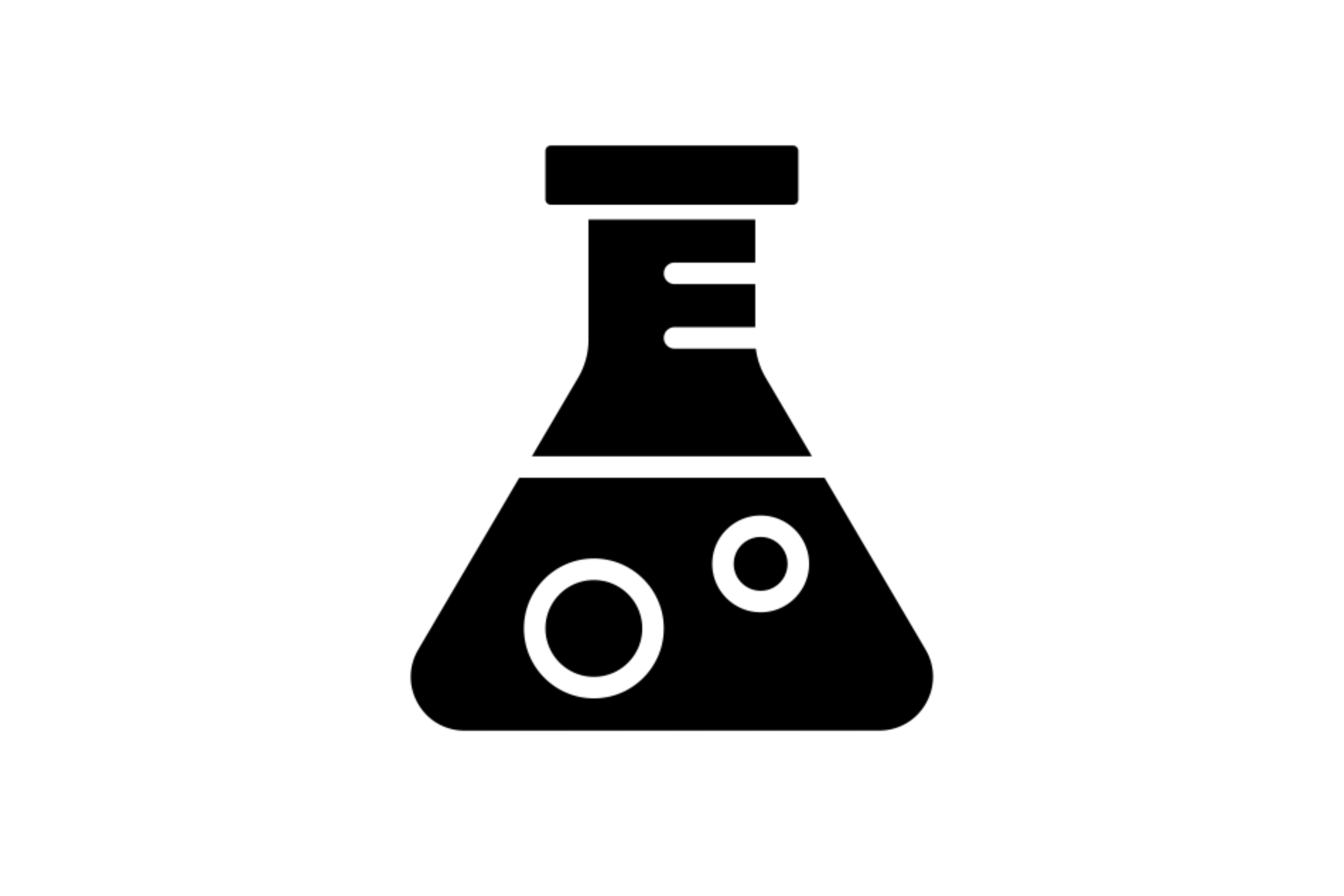 Black icon of a beaker with bubbling liquid.